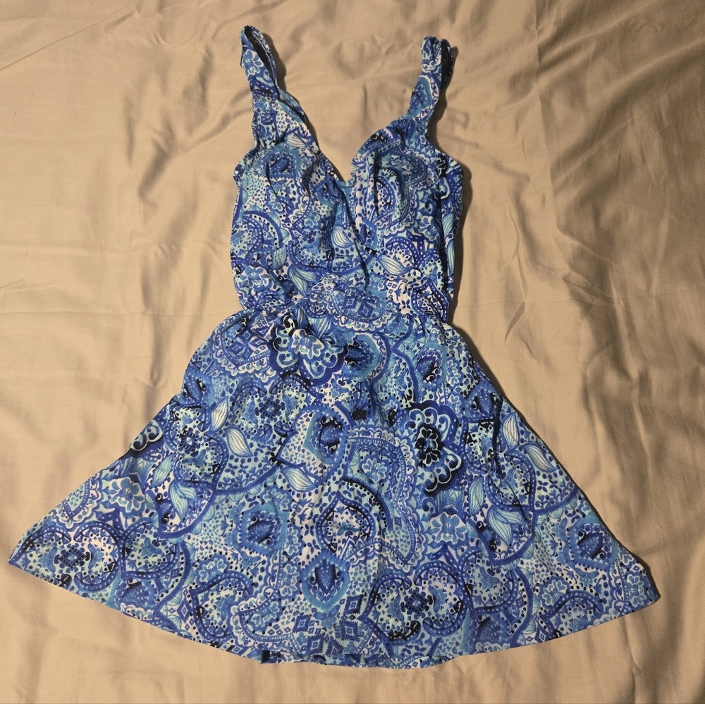 Maxine Of Hollywood Blue Paisley One Piece Vacation Summer Beach Swimsuit